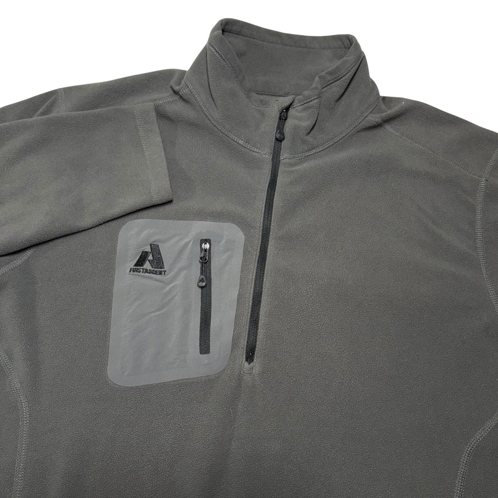 Eddie Bauer First Ascent Fleece‎ Pullover Men's L Gray 1/4 Zip Pocket Expedition